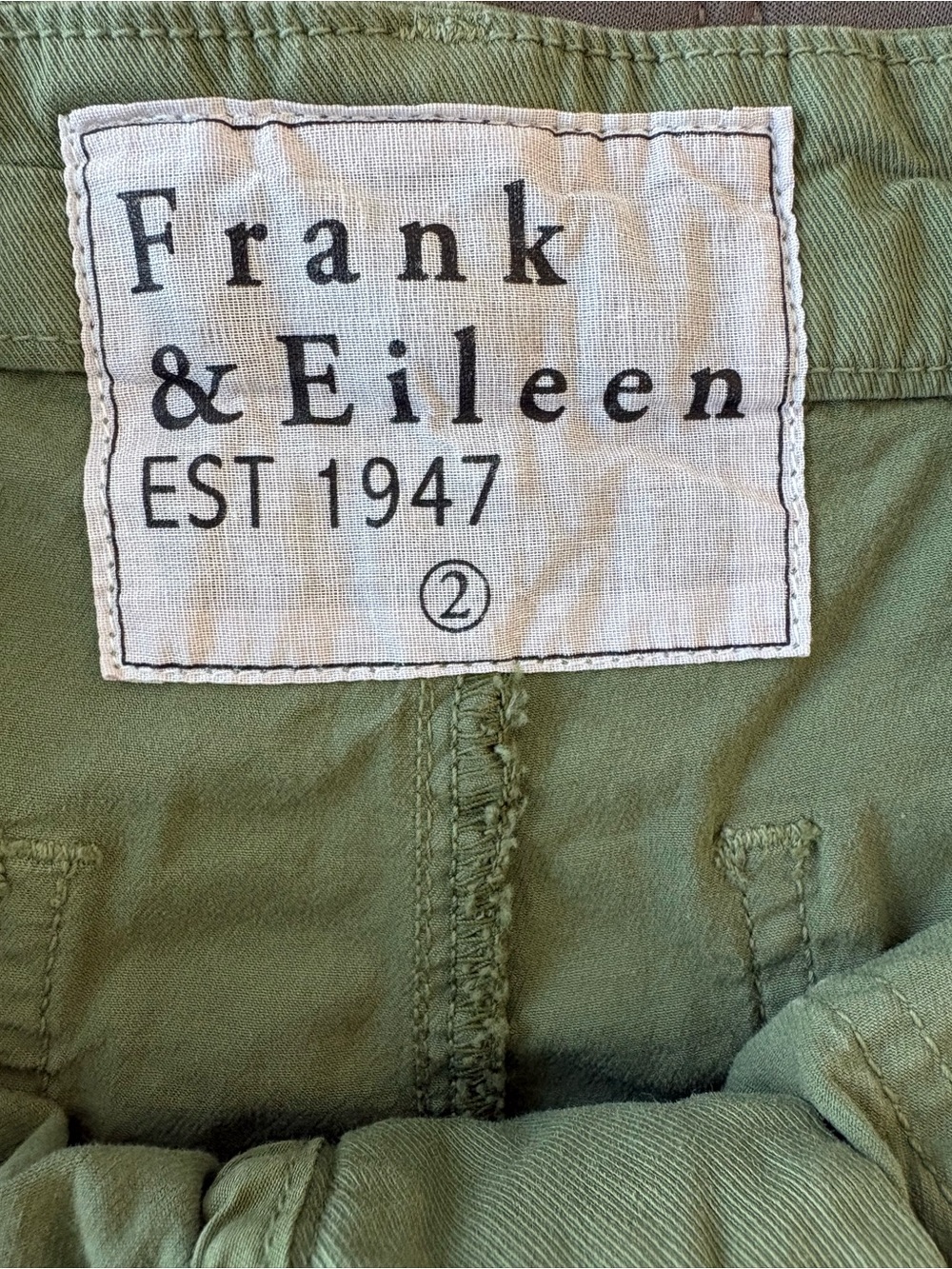 Frank & Eileen $328 Blackstone Utility Pants Army Green sz 2 - Picture 4 of 5